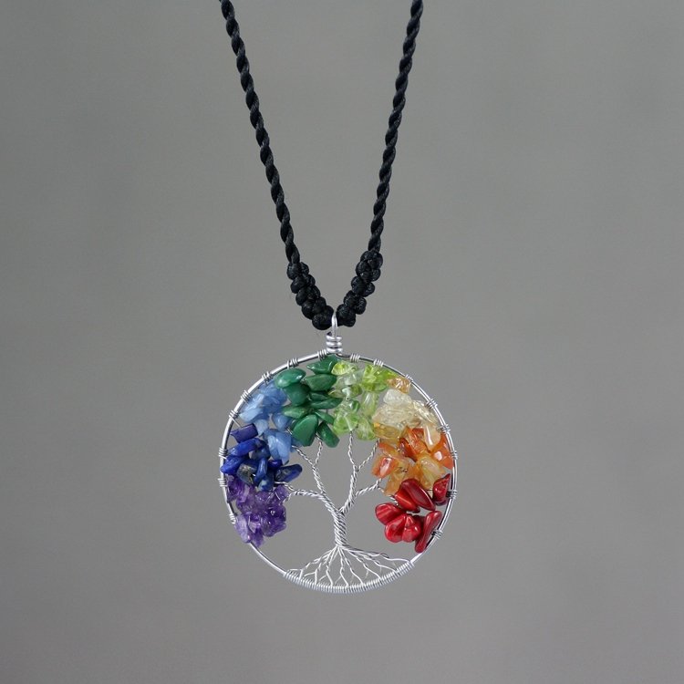 π³ Natural Crystals Tree of Life PRIDE Rainbow Necklace π β Handcrafted LGBTQ+ Symbolic Jewelry