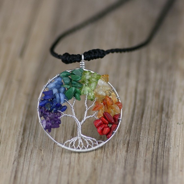 π³ Natural Crystals Tree of Life PRIDE Rainbow Necklace π β Handcrafted LGBTQ+ Symbolic Jewelry