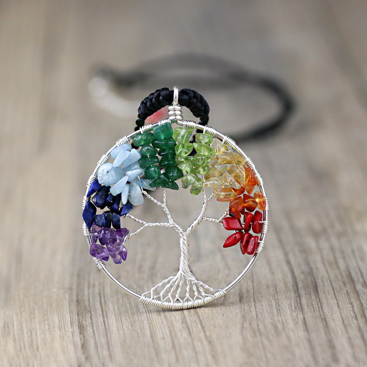 π³ Natural Crystals Tree of Life PRIDE Rainbow Necklace π β Handcrafted LGBTQ+ Symbolic Jewelry