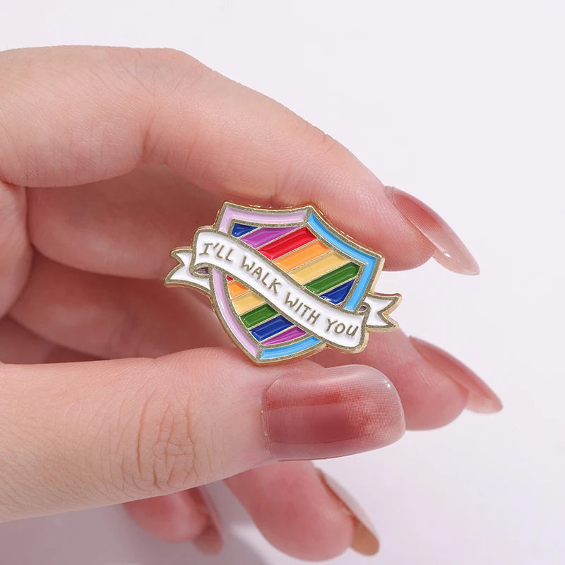 Ally Shield "I'll Walk With You" Enamel Pin β Stand Strong, Walk Proud ππ‘οΈ