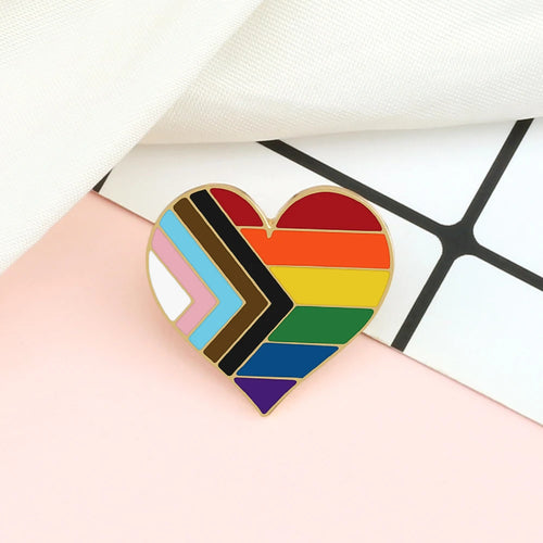 Progress Pride Heart or Flag Enamel Pin β Wear Your Pride Loud πβ€οΈ