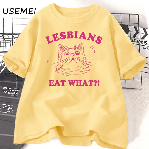 “Lesbians Eat What?!” Shocked Pussy Cat T-Shirt 🐱💥