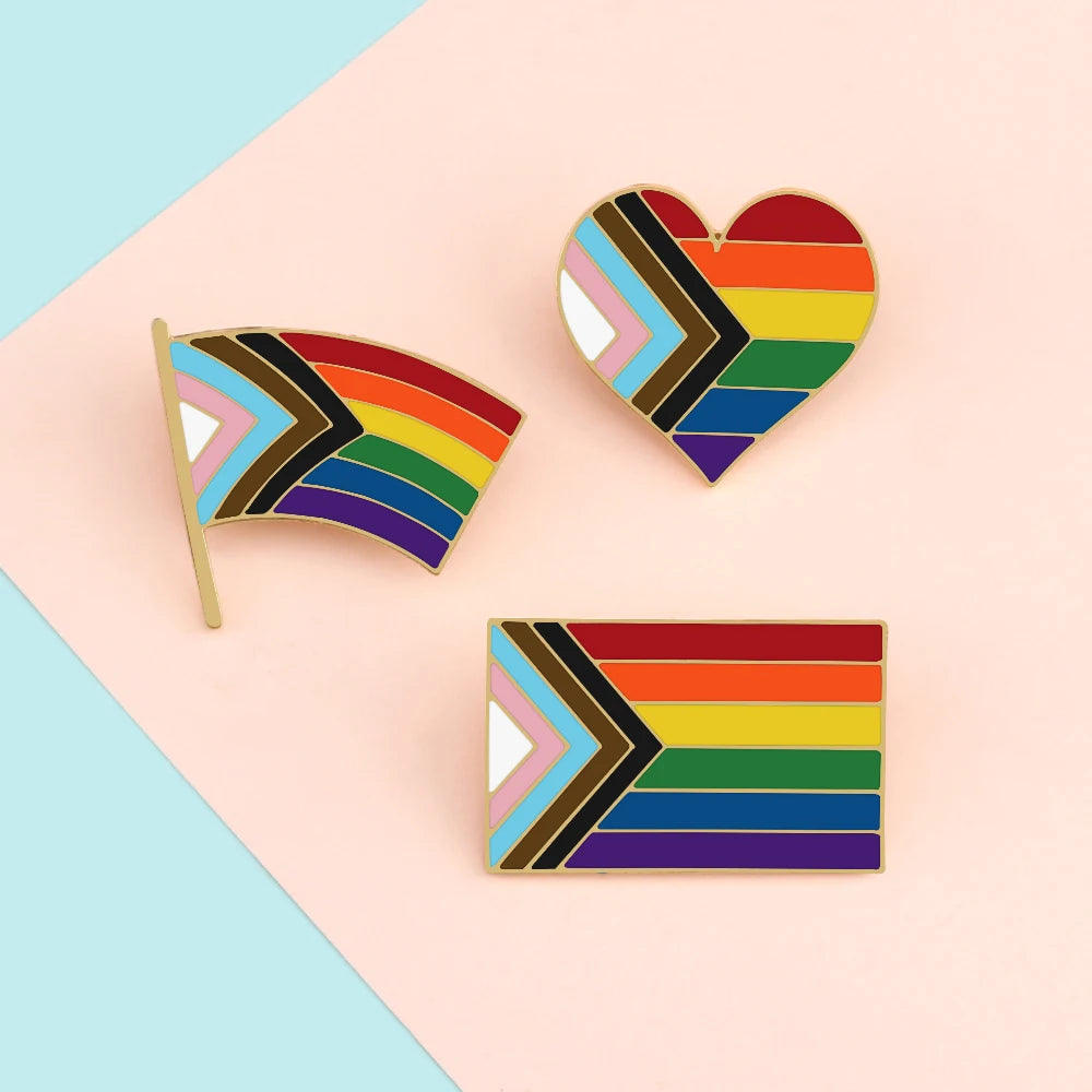 Progress Pride Heart or Flag Enamel Pin β Wear Your Pride Loud πβ€οΈ