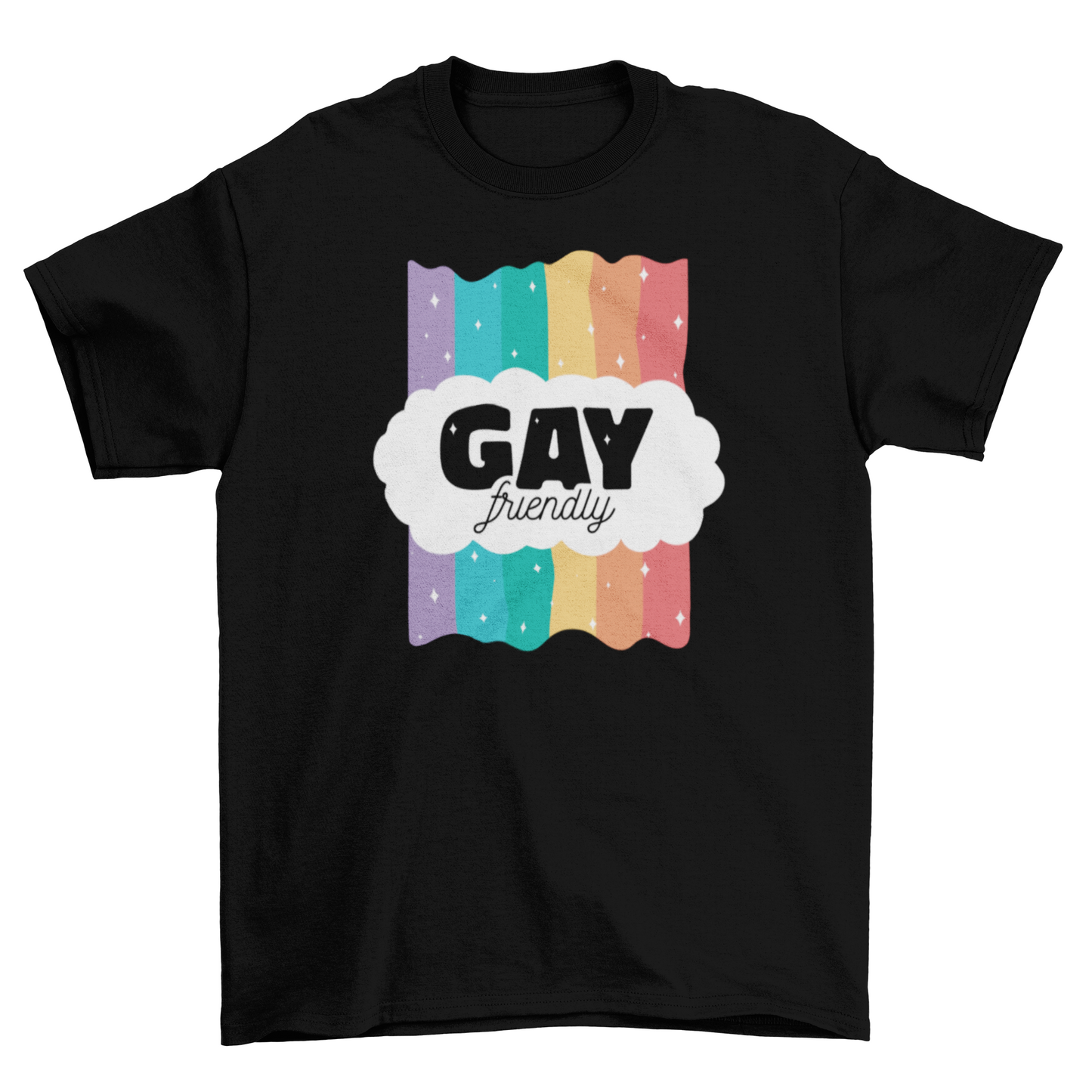 π Gay Friendly T-Shirt β Rainbow & Sparkles LGBTQ+ Ally Pride Tee β¨