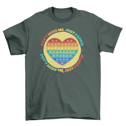 ๐๐ KIDS Rainbow Heart Pop Fidget Toy Tee โ โJust Poppinโโ T-Shirt for Playful Pride & Fun Days ๐โจ