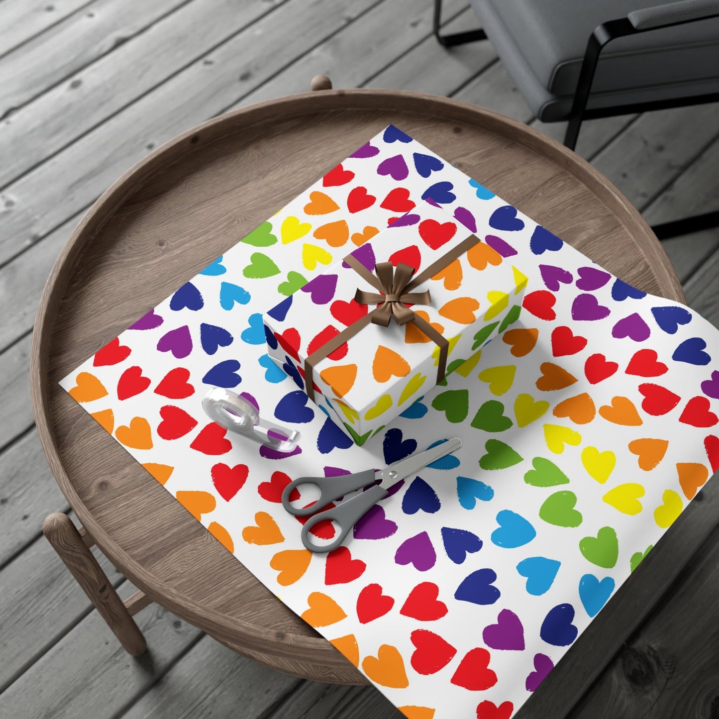 🎁 PRIDE Rainbow Hearts Wrapping Paper 🌈 – LGBTQ+ Gift Wrap in Matte or Satin Finish