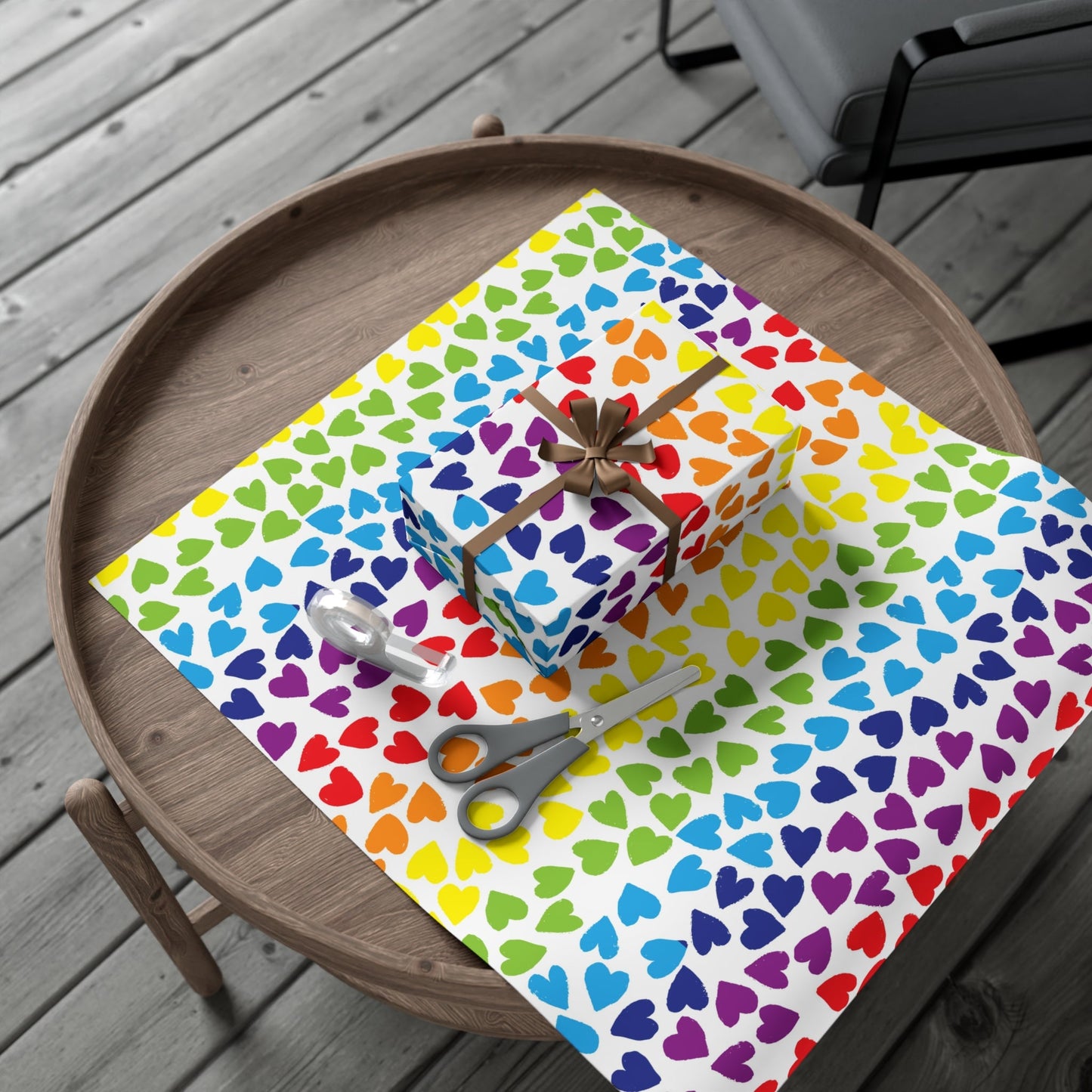 🌈 PRIDE Rainbow Hearts Wrapping Paper 💝 – LGBTQ+ Gift Wrap in Matte or Satin Finish