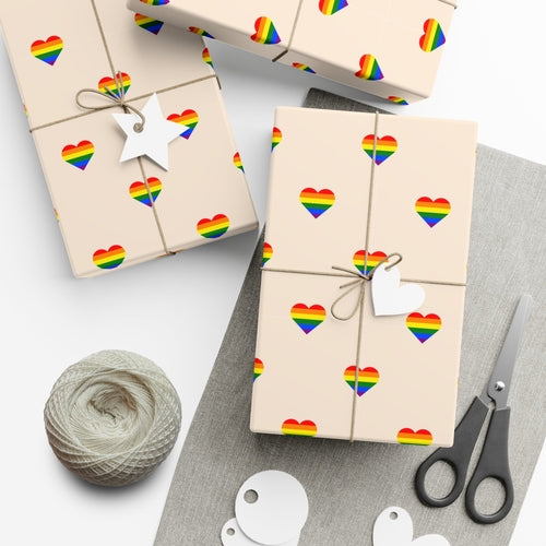 🌈 Small Rainbow Hearts PRIDE Wrapping Paper 💝 – LGBTQ+ Gift Wrap in Matte or Satin Finish