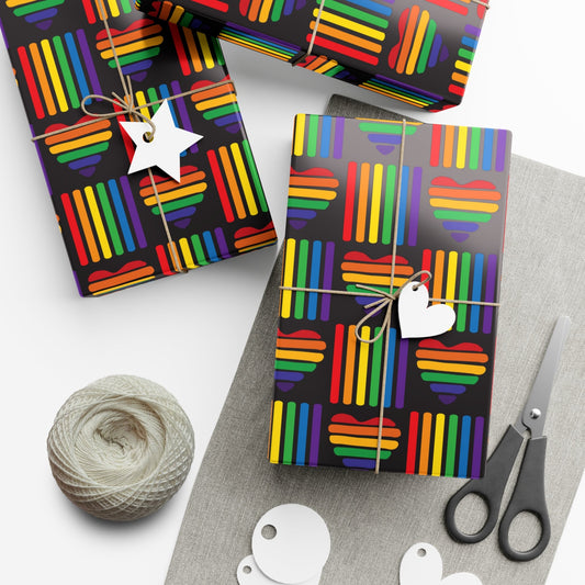🎁 PRIDE Rainbow Lines & Heart Wrapping Paper 🌈 – LGBTQ+ Gift Wrap in Matte or Satin Finish