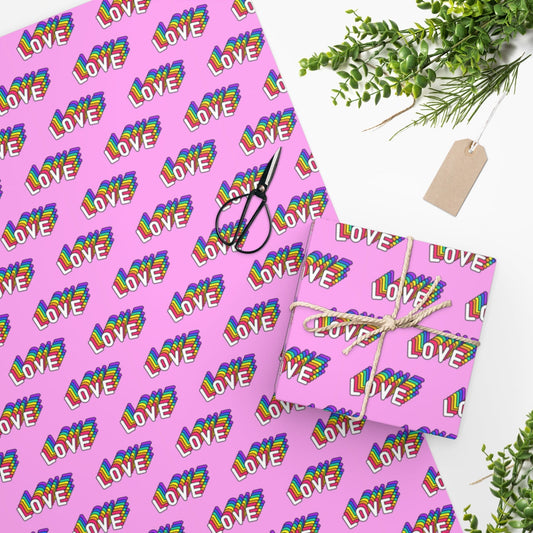 🎁🌈 PRIDE LOVE Rainbow Wrapping Paper – Colorful Gift Wrap for Birthdays, Celebrations & Queer Joy 🏳️‍🌈✨