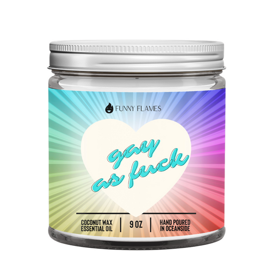 🔥 Gay As F*ck PRIDE Candle 🏳️🌈 – Funny Hand-Poured 9oz Pride Candle