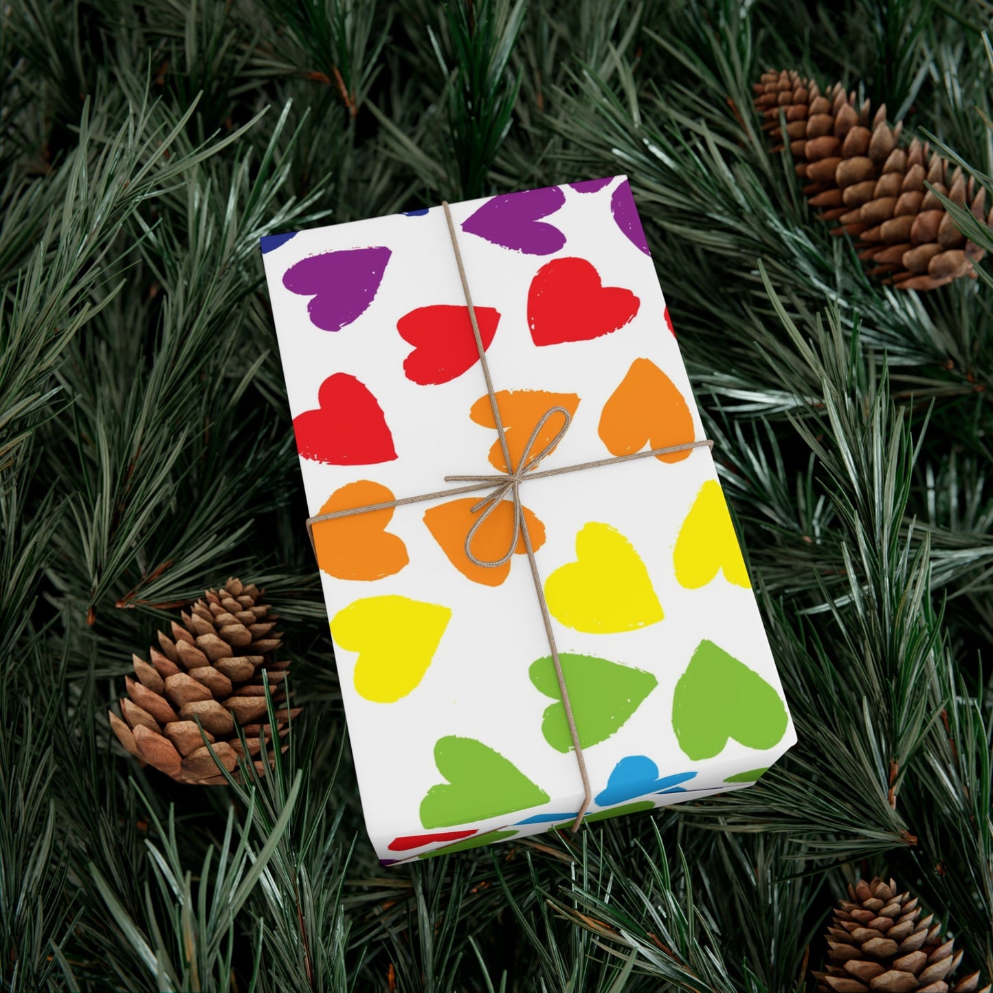 🎁 PRIDE Rainbow Hearts Wrapping Paper 🌈 – LGBTQ+ Gift Wrap in Matte or Satin Finish