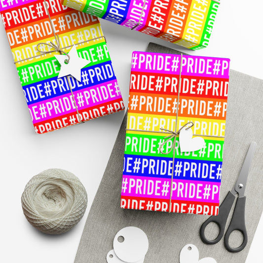 📦 #PRIDE Hashtag Wrapping Paper 🌈 – LGBTQ+ Gift Wrap in Matte or Satin Finish