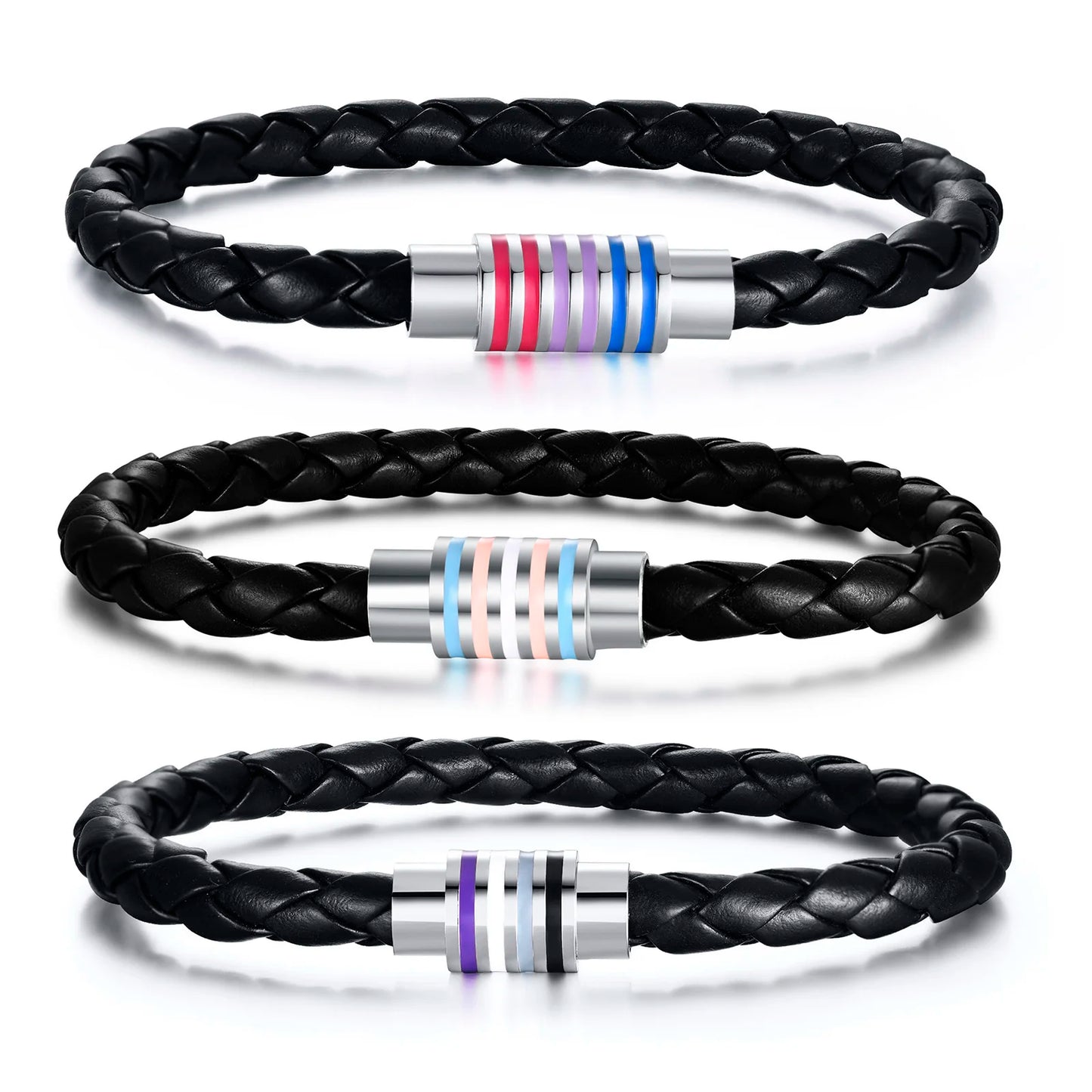 Vnox Rainbow Woven Leather Bracelet - Different Colors Available 🖤🔗🔥