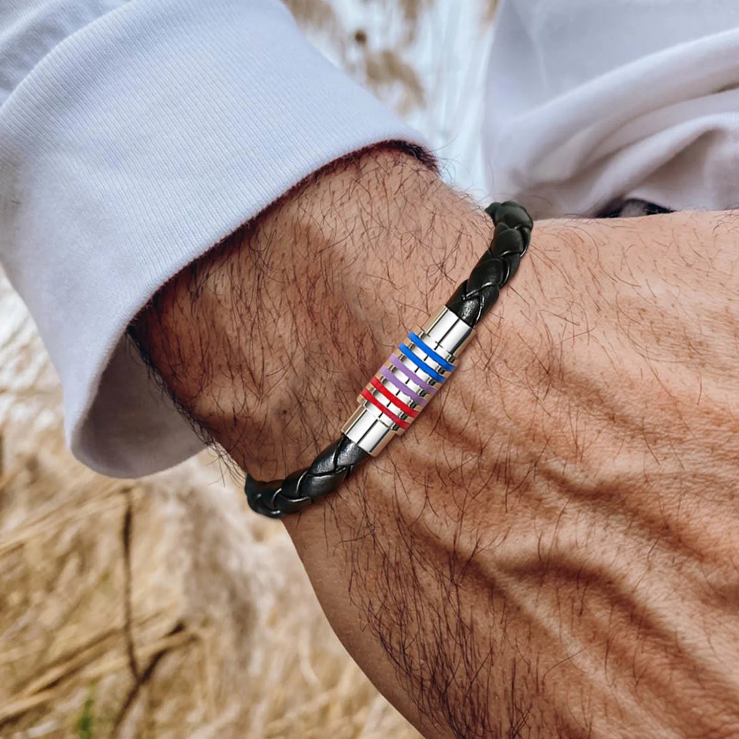 Vnox Rainbow Woven Leather Bracelet - Different Colors Available 🖤🔗🔥