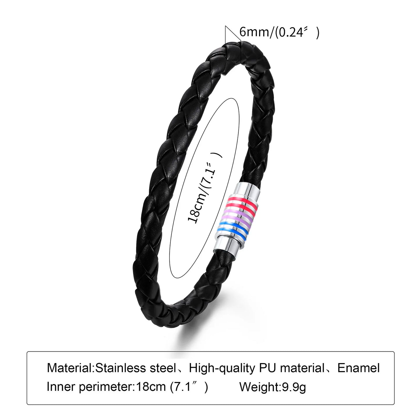 Vnox Rainbow Woven Leather Bracelet - Different Colors Available 🖤🔗🔥