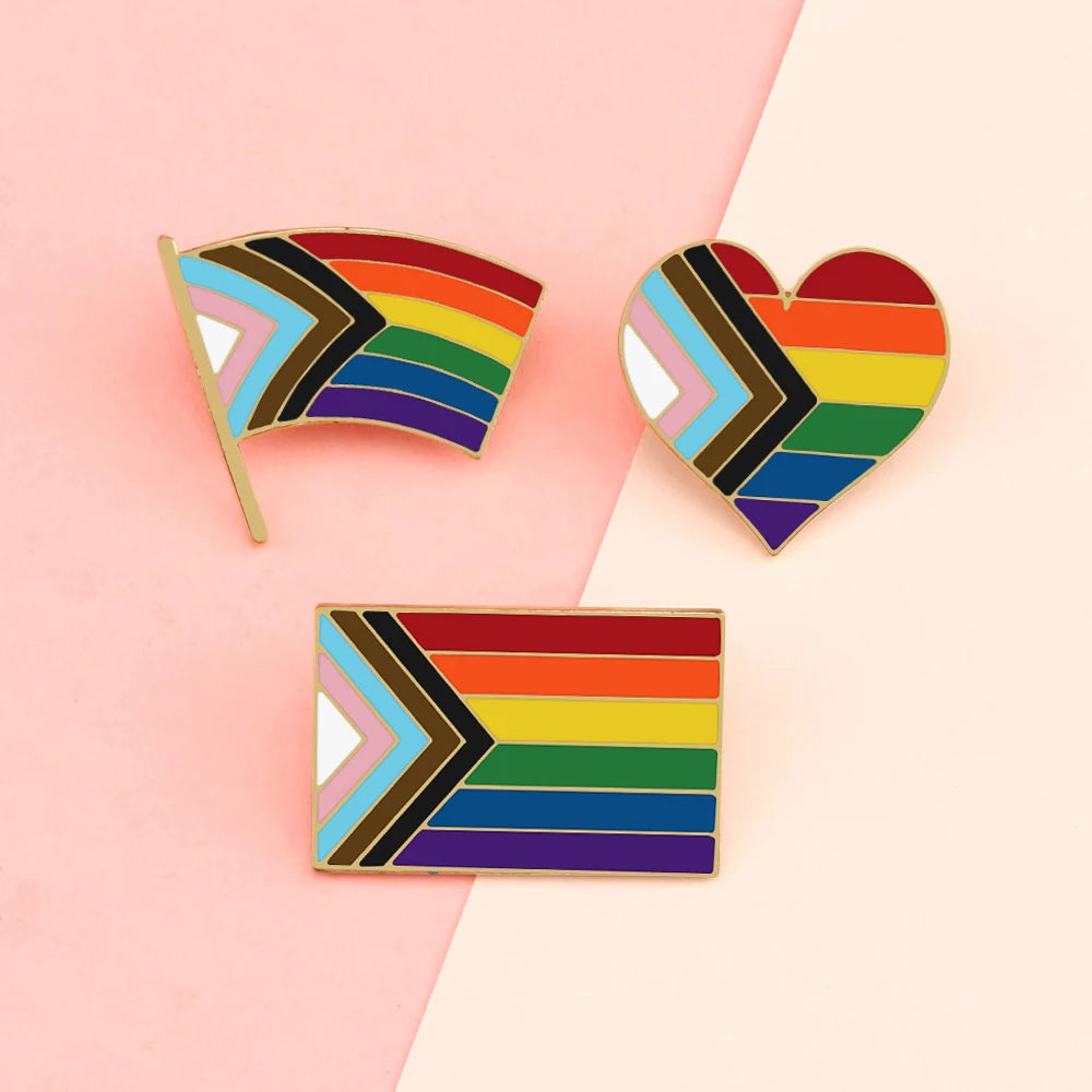 Progress Pride Heart or Flag Enamel Pin – Wear Your Pride Loud 🌈❤️
