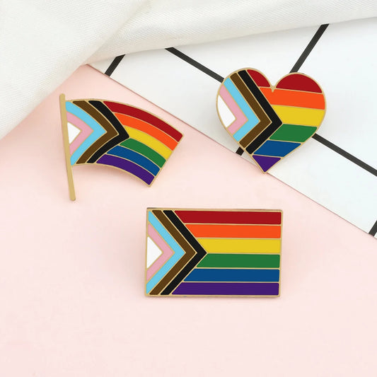 Progress Pride Heart or Flag Enamel Pin – Wear Your Pride Loud 🌈❤️