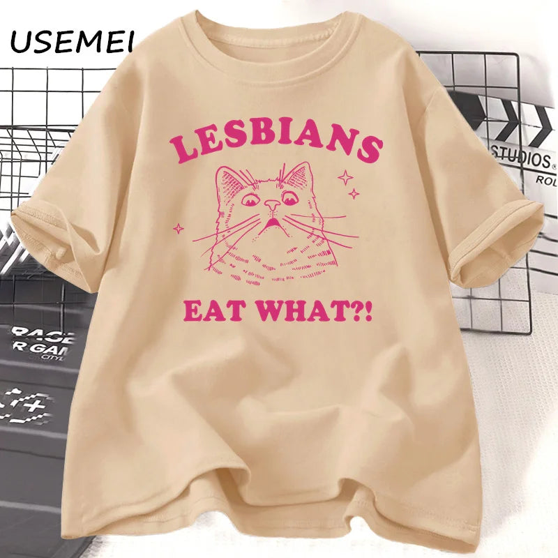 “Lesbians Eat What?!” Shocked Pussy Cat T-Shirt 🐱💥