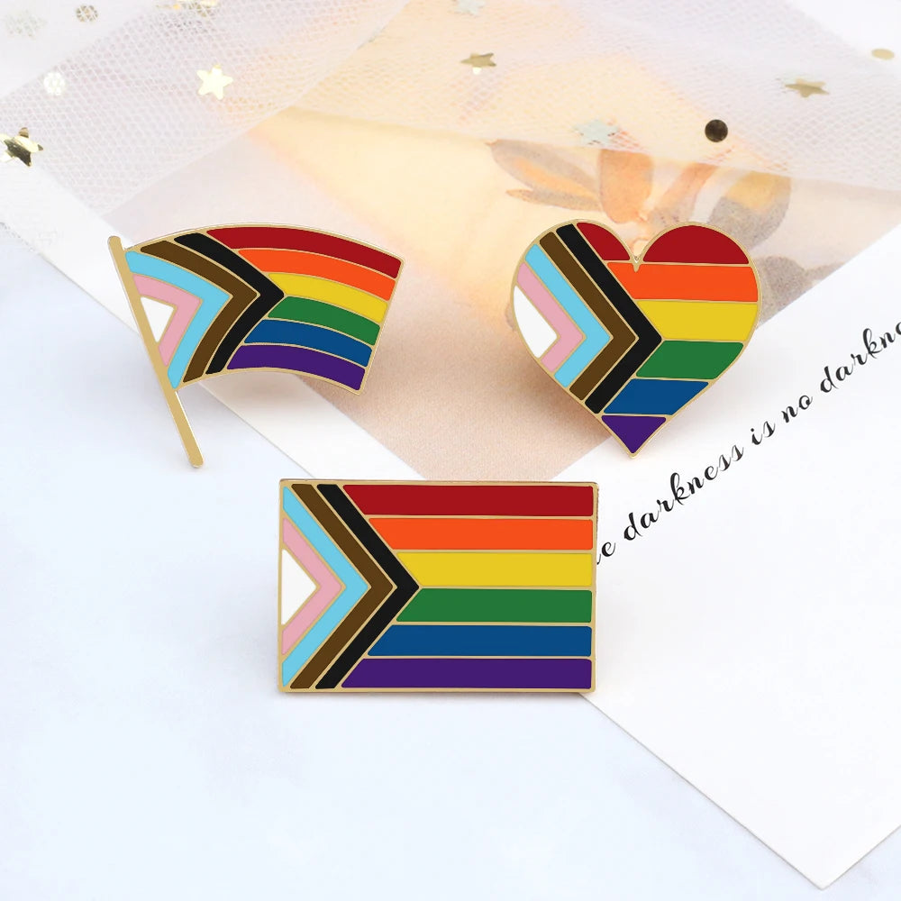 Progress Pride Heart or Flag Enamel Pin – Wear Your Pride Loud 🌈❤️