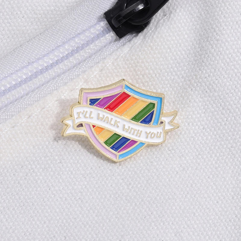 Ally Shield "I'll Walk With You" Enamel Pin – Stand Strong, Walk Proud 🌈🛡️