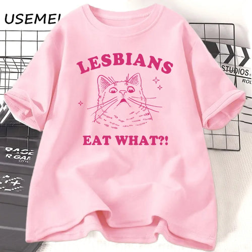 “Lesbians Eat What?!” Shocked Pussy Cat T-Shirt 🐱💥
