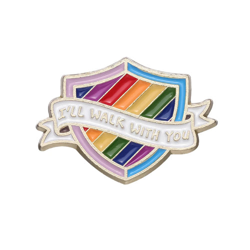 Ally Shield "I'll Walk With You" Enamel Pin – Stand Strong, Walk Proud 🌈🛡️