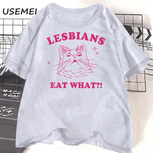 “Lesbians Eat What?!” Shocked Pussy Cat T-Shirt 🐱💥