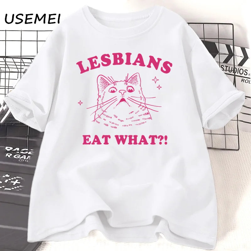 “Lesbians Eat What?!” Shocked Pussy Cat T-Shirt 🐱💥