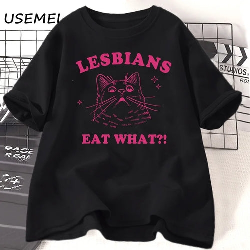 “Lesbians Eat What?!” Shocked Pussy Cat T-Shirt 🐱💥