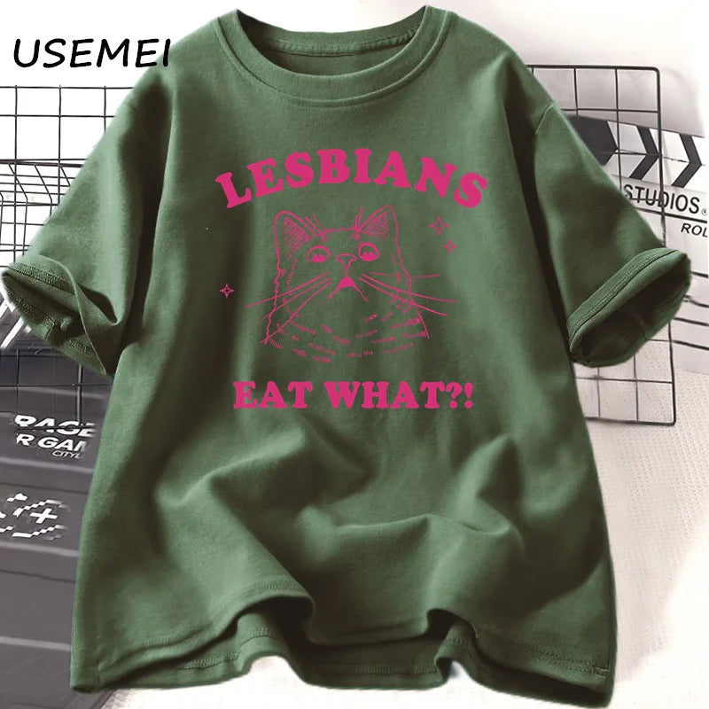 “Lesbians Eat What?!” Shocked Pussy Cat T-Shirt 🐱💥