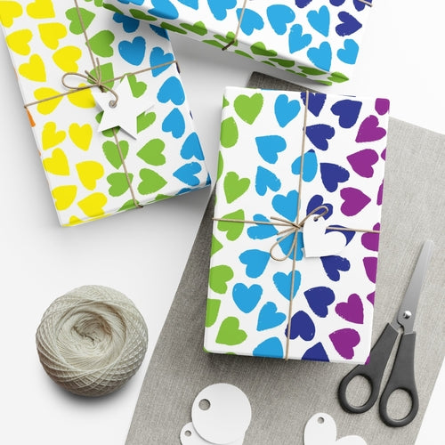 🌈 PRIDE Rainbow Hearts Wrapping Paper 💝 – LGBTQ+ Gift Wrap in Matte or Satin Finish