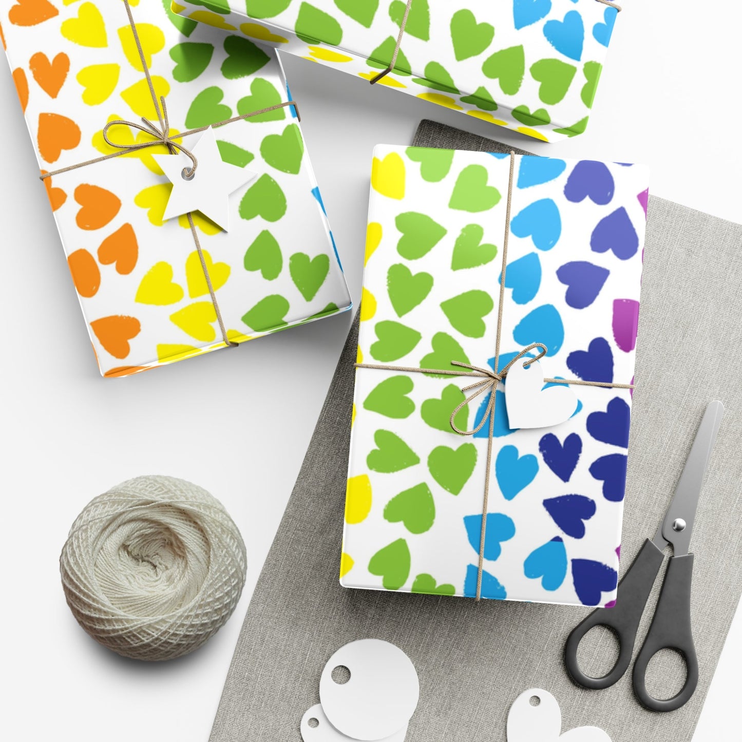 🌈 PRIDE Rainbow Hearts Wrapping Paper 💝 – LGBTQ+ Gift Wrap in Matte or Satin Finish