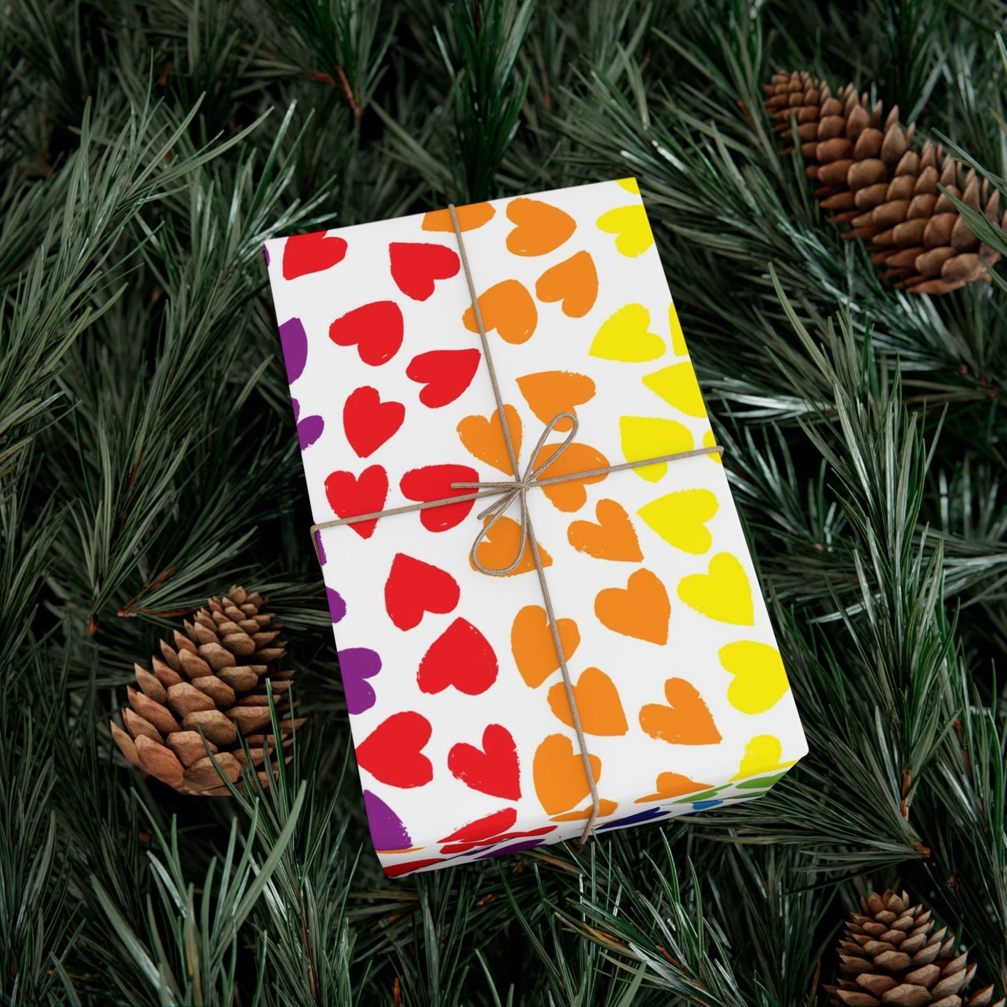 🌈 PRIDE Rainbow Hearts Wrapping Paper 💝 – LGBTQ+ Gift Wrap in Matte or Satin Finish