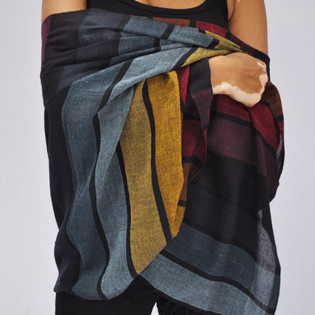 🧣🌈 PRIDE Rainbow Wrap Scarf – Handmade Ethiopian Cotton Shawl 💛🖤